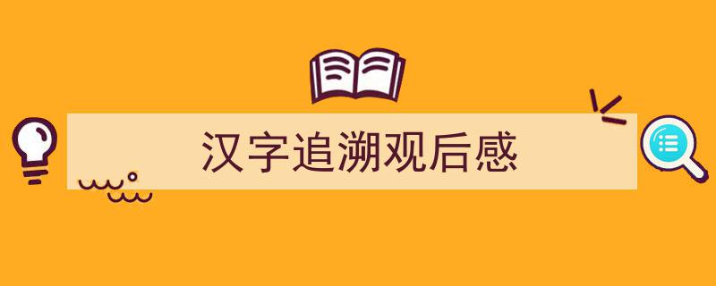 怎么写《汉字追溯观后感》才能拿满分？（精选5篇）"/