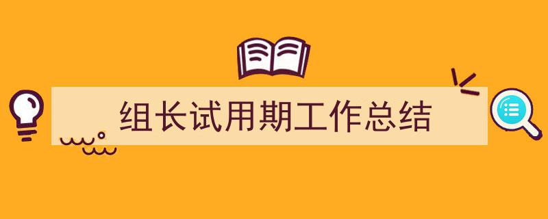 一篇文章轻松搞定《组长试用期工作总结》的写作。（精选5篇）"/