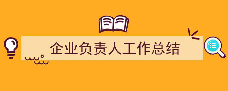 手把手教你写《企业负责人工作总结》,（精选5篇）"/